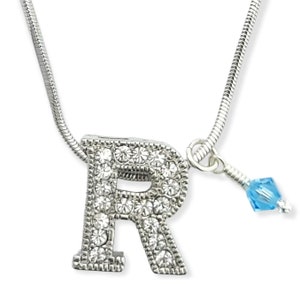 R Letter Charm, Colgante de carta personalizado, Swarovski Crystal Birthstone Charm Alphabet Collar para hombres Mujeres Boy Girl Gift