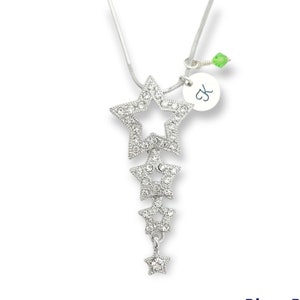 Estrellas personalizables Swarovski Crystal Star Collar colgante personalizado estampado a mano Carta personalizada inicial y cadena de piedra de nacimiento