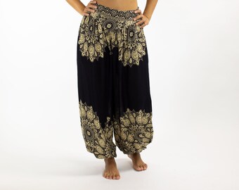 Boho Black Mandala Hippie Yoga Harem Pants