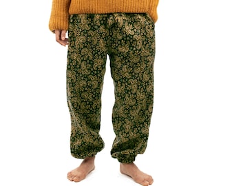 Pantaloni Harem caldi verdi, pantaloni Harem coperta, pantaloni caldi Paisley floreali