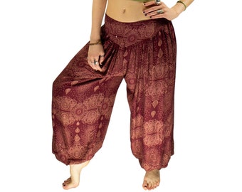 Boho Indian Paisley Red Hippie Yoga Harem Pants