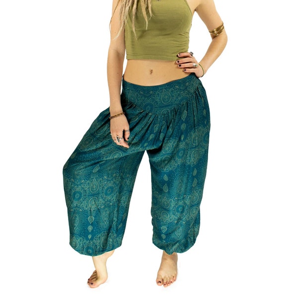 Boho Indian Paisley Turquoise Hippie Yoga Harem Pants