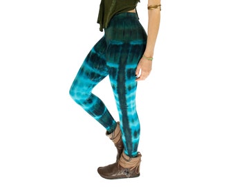 Blue Nebula Tie Dye Hippie Yoga Psychedelic Festival Leggings