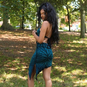 Tree of Life, Fractal Pixie Asymmetric Tie Dye Hippie Skirt, Psy Trance Festival Mini Skirt