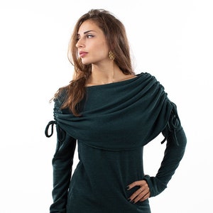 Teal Pixie Elf Sweater, Hippie Psy Trance Jumper, Boho Knitwear