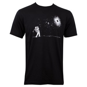 Astronaut Golfer Black T-shirt Hippie Psytrance Graphic T-shirt