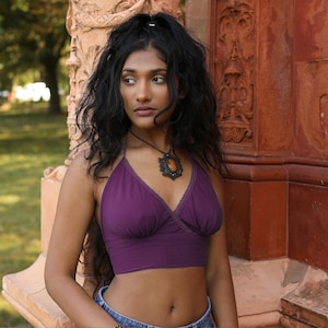Purple Cotton Bikini Crop Top Psy Trance Festival Hippie Crop Top