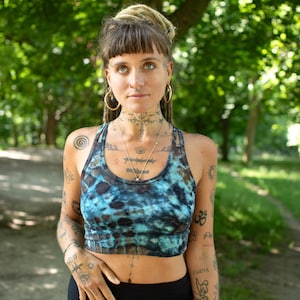 Turquoise Tie Dye Bralette, Hippie Yoga Crop Top