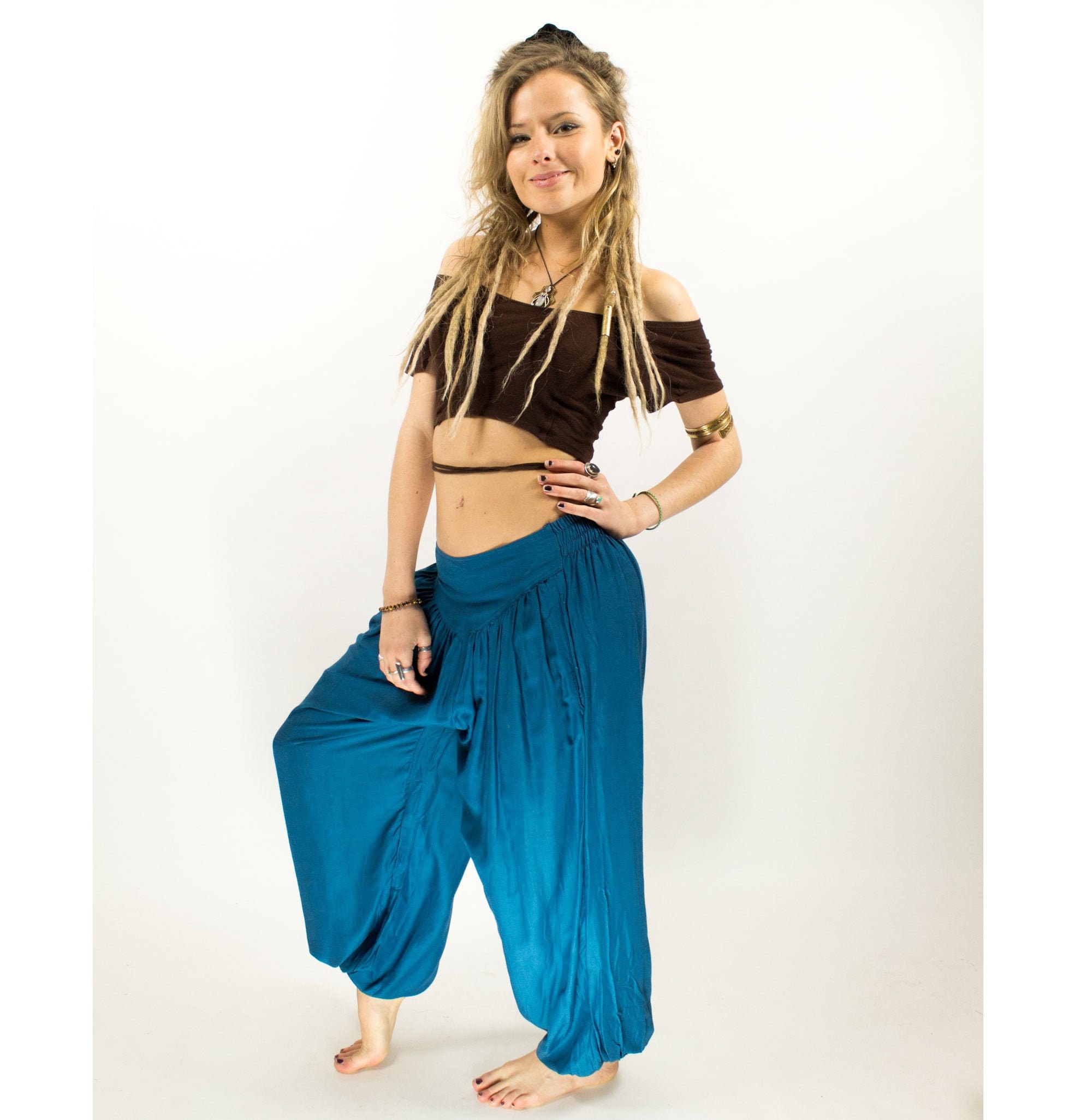 Image of Boho Blue Hippie Yoga Harem Pants