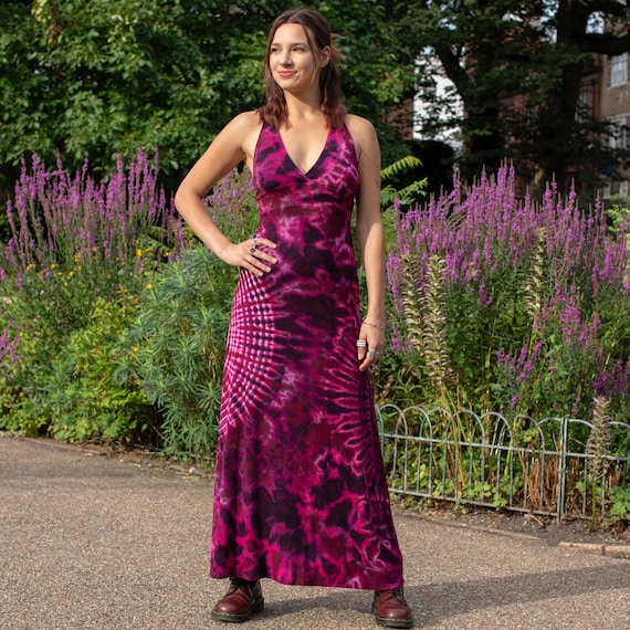 pink and black tie dye dress Adult Tie Dye Dress in Fuchsia/Navy XL