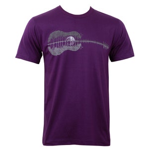Guitar Worlds Stencil T-shirt Dark Purple Hippie Psytrance Graphic T-shirt