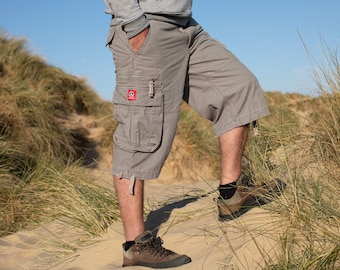 Grey Cargo Combat 3/4 Baggy Shorts Hiking Rock Climbing Festival Hippie Shorts