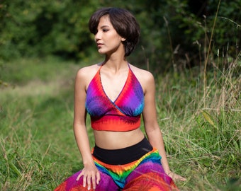 Rainbow Pride Bikini Crop Top, Hippie Psy Trance Bralette