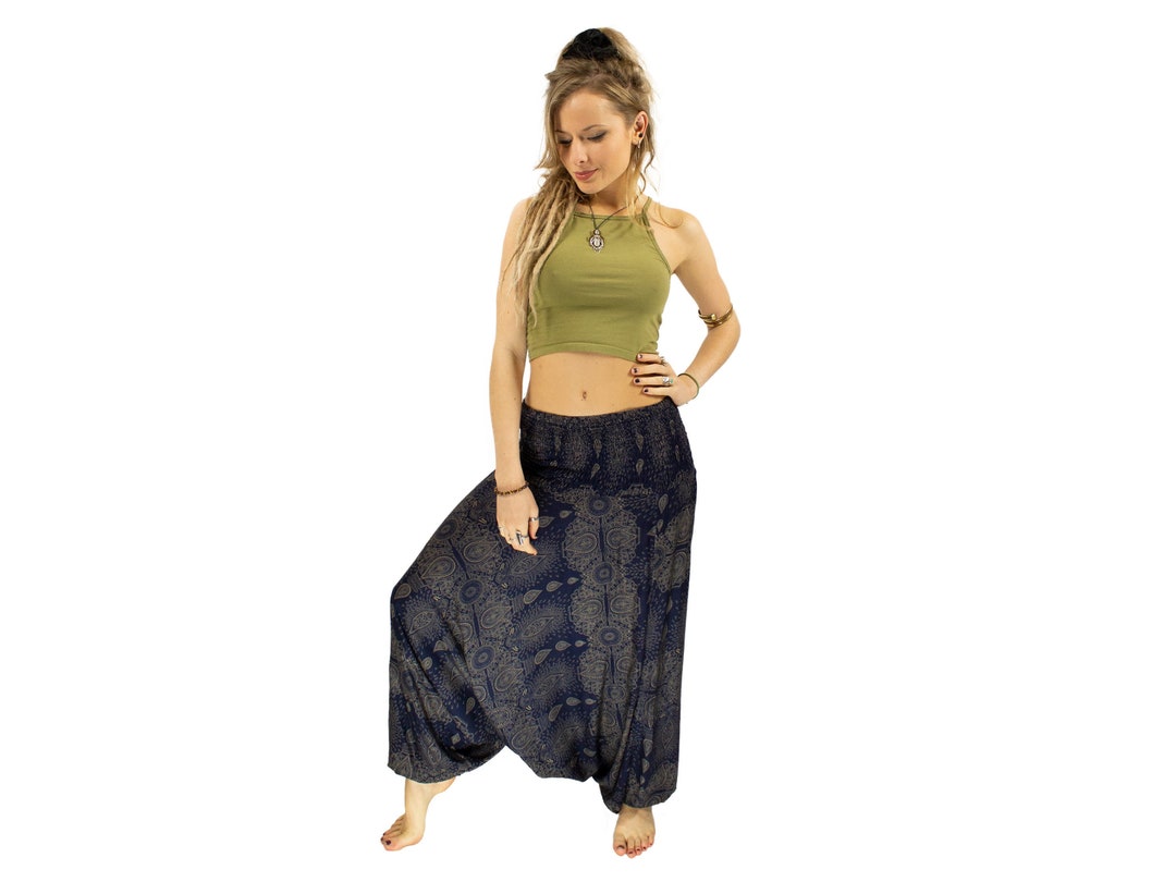 FAIRY BOUTIQUE Pantaloni Larghi Donna Stampa Paisley Italiana, Ali Baba Harem, Lagenlook Estivi