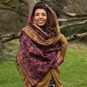 Boho Hippie Schal, Decken Schal, Paisley Schal, Psychedelic Lila Wrap, Meditation Decke Schal