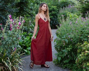 red hippie dress