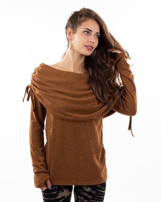 Image of Ochre Pixie Elf Sweater, Hippie Psy Trance Jumper, Yellow Boho Knitwear