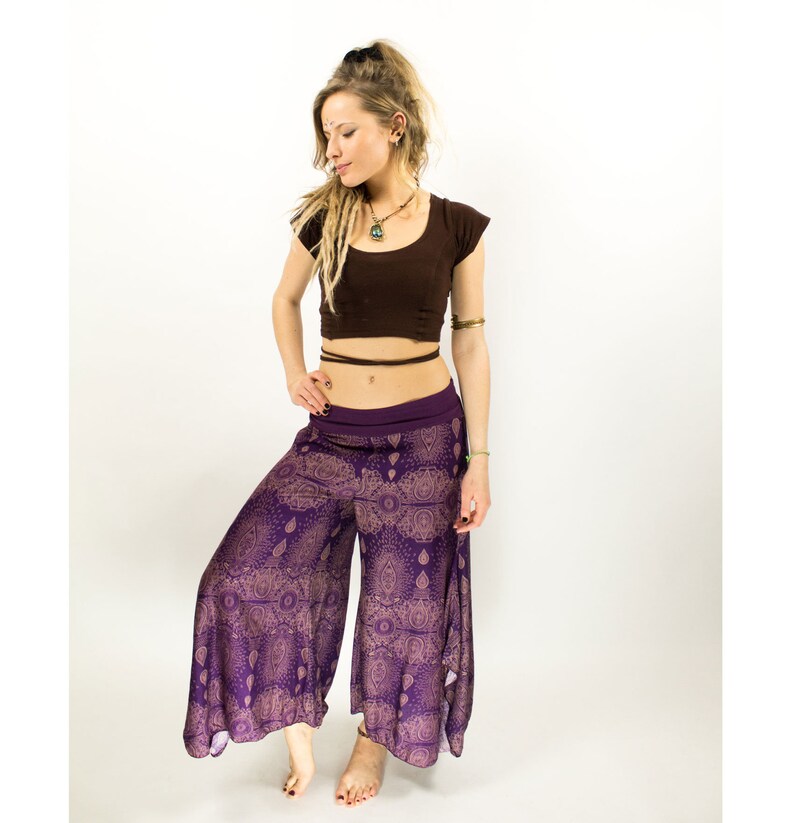 Green /& Black Palazzo Flared Hippie Harem TrouserCulottes Turquoise