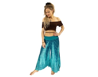 Feather Palazzo Pants, Boho Yoga Pants, Hippie Harem Culottes