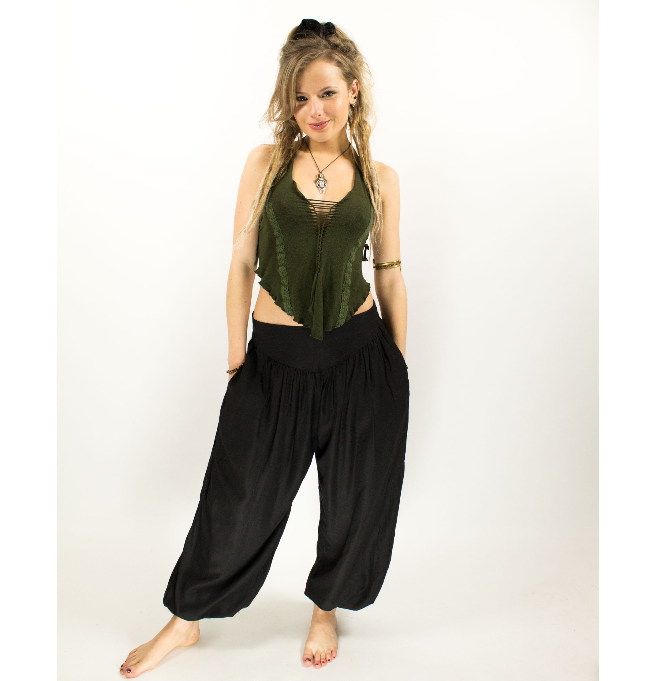 Image of Boho Black Hippie Yoga Harem Pants