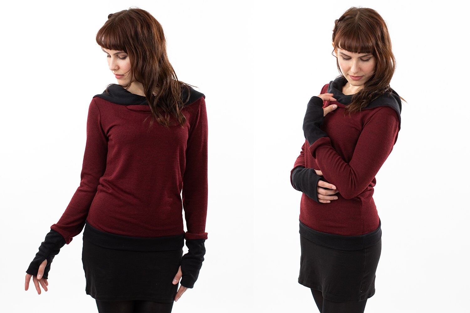 Image of Red Boho Jumper, Sweater With Hand Warmer Cuffs, Hippie Lakshmi Knitted Jumper