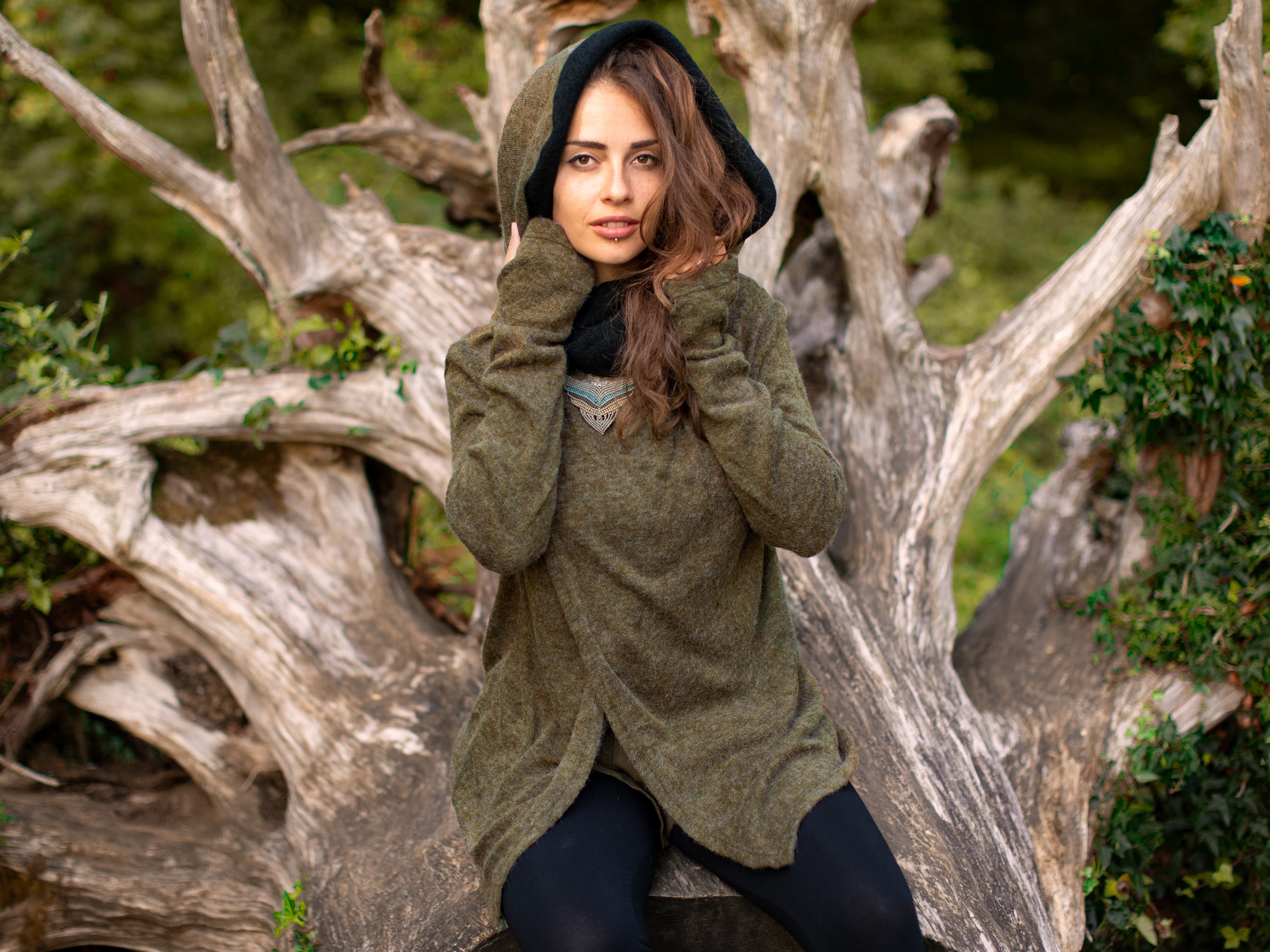 5112095 Green Hooded Cardigan main image 1