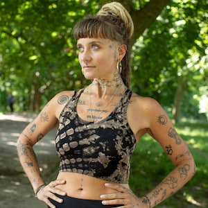 Bralette Black Tie Dye, crop top hippie-yoga