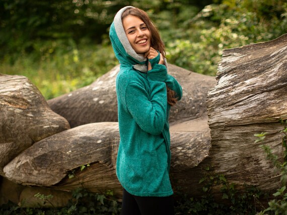 Hooded Cardigan Wrap Jacket With Hand Warmers Israel