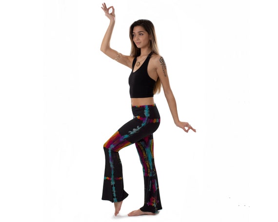 Buy Black Tie Dye Flared Leggings Hippie Bell Bottoms Flared Yoga Pants Online in India Etsy