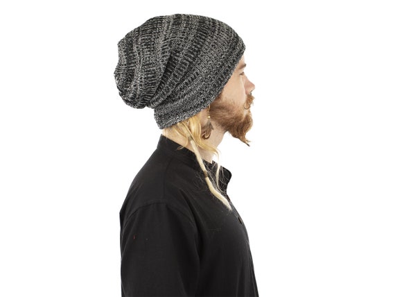Woven Cotton Slouch Beanie Hat, Hippie Psy Trance Beanie Hat