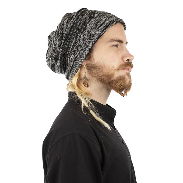 Gewebte Beanie Mütze aus Baumwolle, Hippie Psy Trance Beanie Mütze Unisex