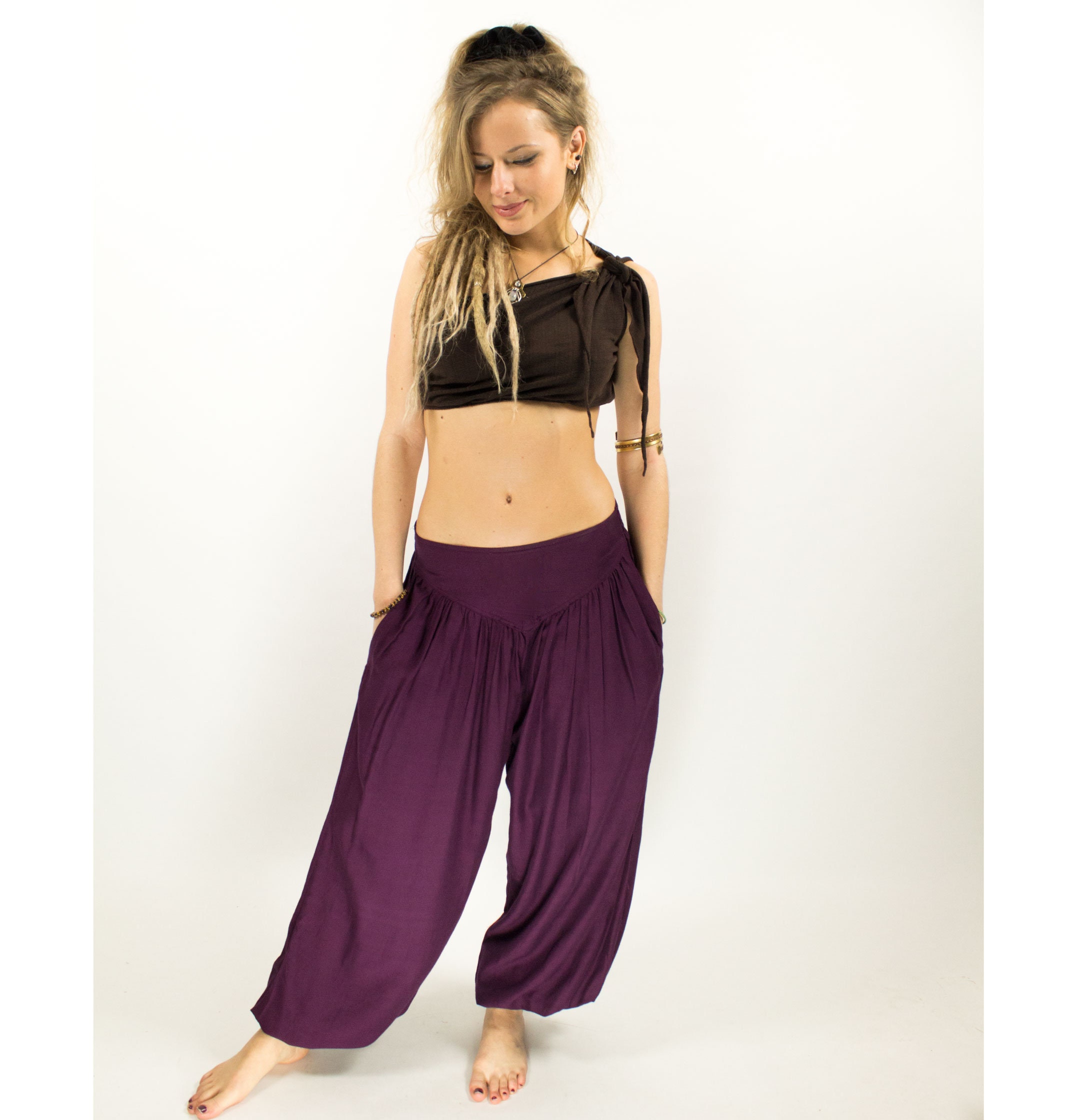 Hippie Purple Aladdin Boho Trouers Psy Trance Yoga Harem Pants - Etsy UK