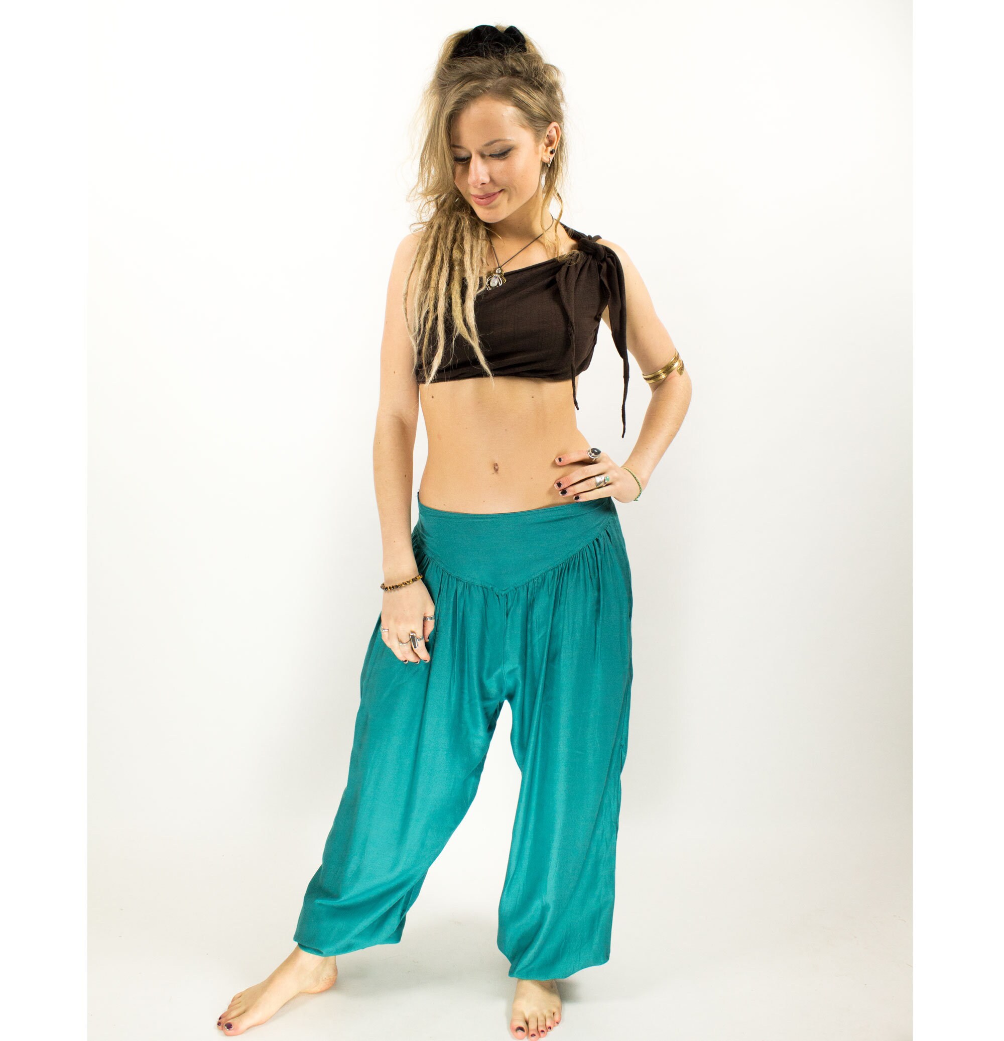 Image of Boho Turquoise Hippie Yoga Harem Pants