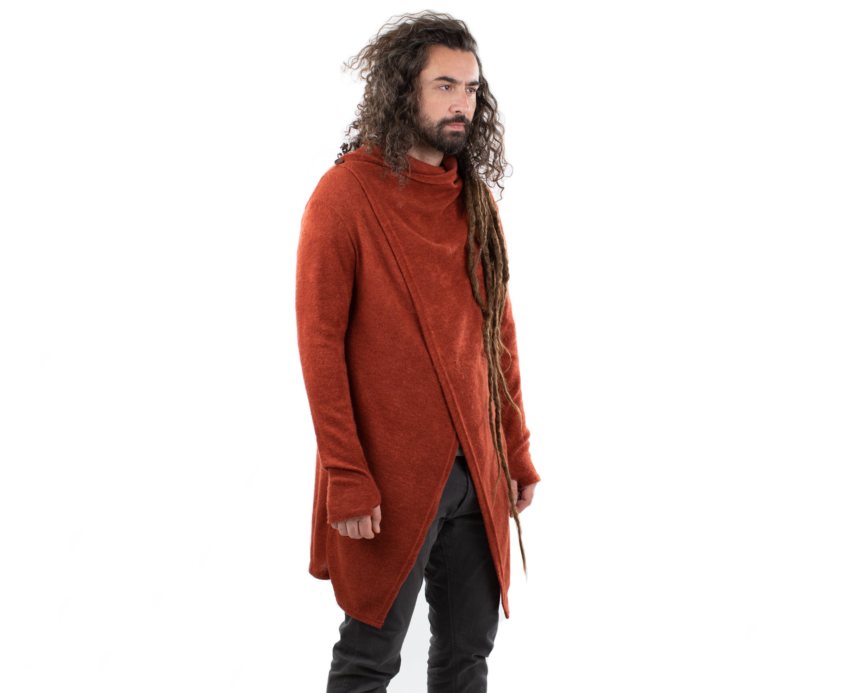 Image of Orange Long Cardigan Wrap Jacket Hippie Alternative Psytrance