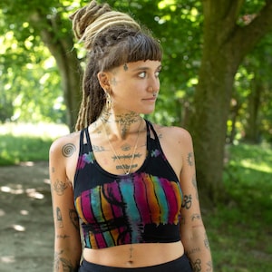 Rainbow tie-dye bralette, hippie yoga crop top