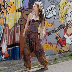 Baggy Harem Patchwork Dungarees