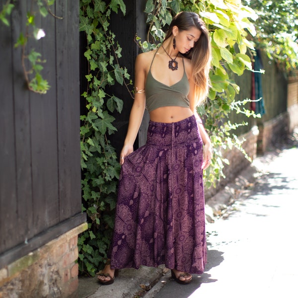 Purple Boho Gypsy Dress Skirt Mandala Paisley Halterneck Hippie Dress