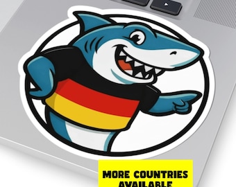 Shark German Flag Sticker, Germany Stickers