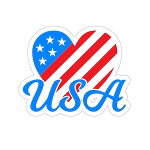USA Heart Sticker: Patriotic American Flag Vinyl Decal