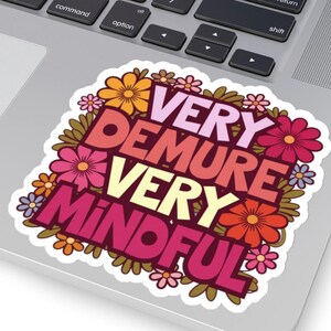 Demure Mindful Ladies Sticker: Floral Print, Vintage Style