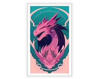 Pink Dragon Sticker , Dragon Sticker, Dragon Stickers, Laptop Sticker, Sticker on Book, Fantasy Dragon, Dragon Gifts , Magical Dragon