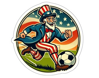 Uncle Sam fotbollsspelare klistermärke: Patriotiska USA vinyldekal