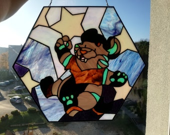 Stained glass furry portraits