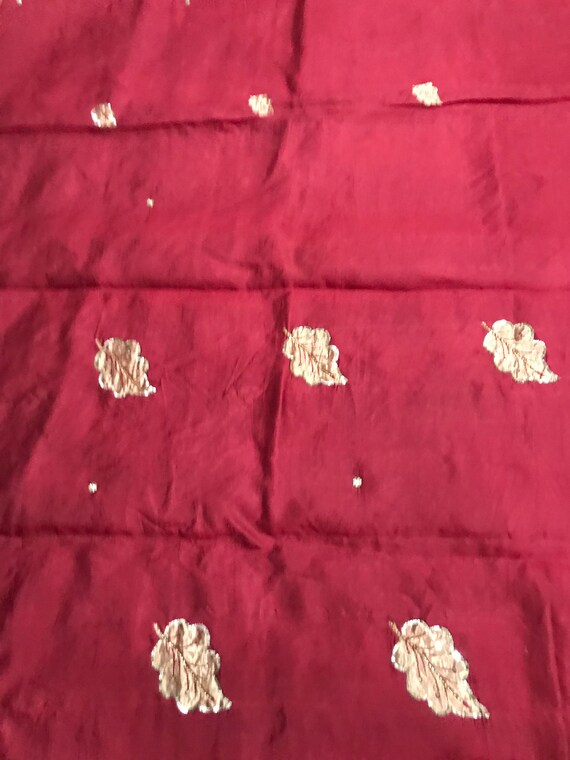 Beautiful  Vintage French Burgundy/Maroon  Sari w… - image 7