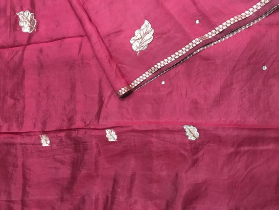 Beautiful  Vintage French Burgundy/Maroon  Sari w… - image 4