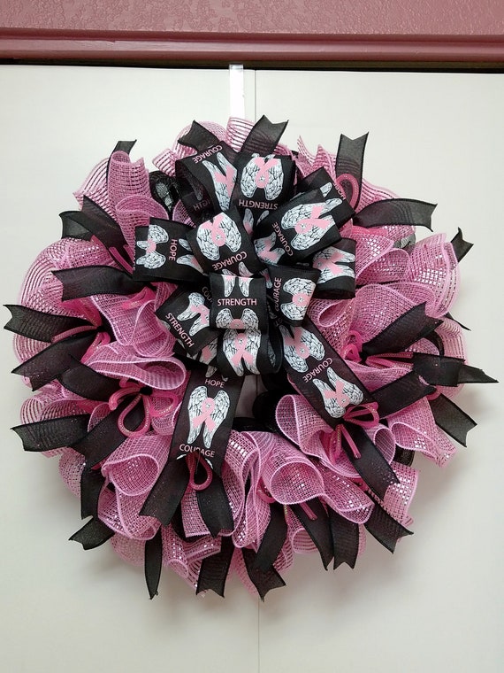 Free Ship Breast Cancer Wreath Front Door Wreath Entryway Etsy
