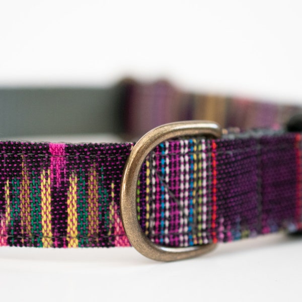 Purple Woven Boho Guatemalan Dog Collar Ikat Mayan Fabric >> ASTER