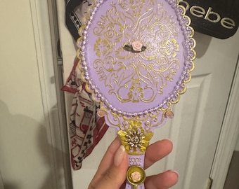 Rapunzel inspired handmade purple/gold mirror