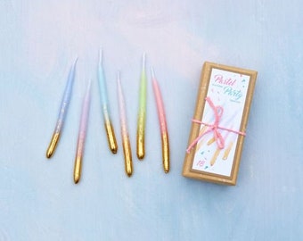 Boxed Set of 18 Small Pastel Party Candles