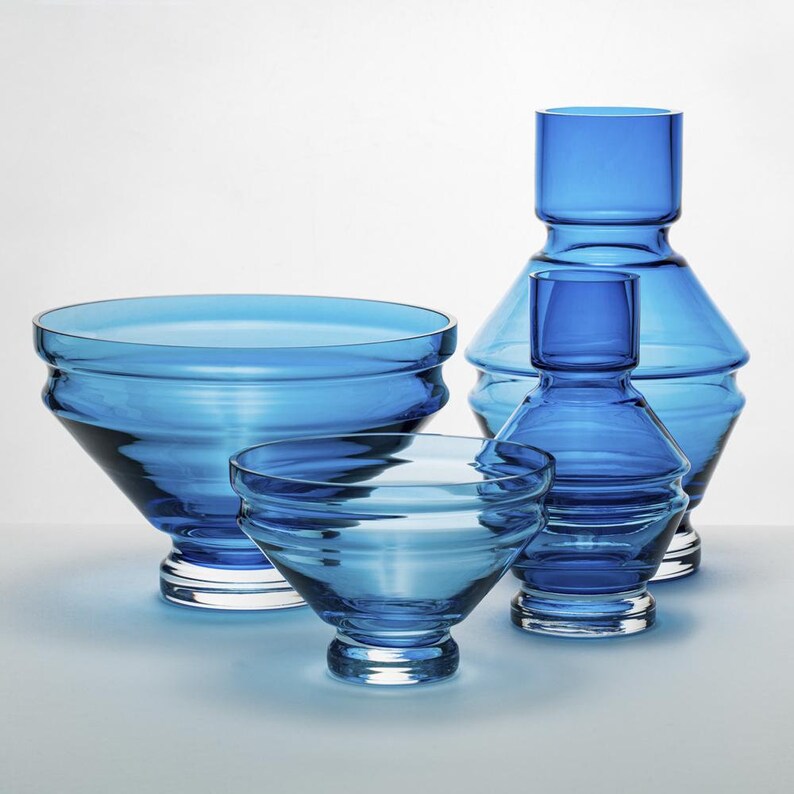 Raawii RELAE Glass Bowl Aquamarine Blue